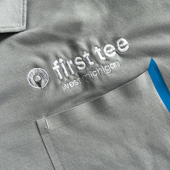 Puma Gray Polo Shirt with Blue Accent | First Tee of West Michigan | Golf | Polo - Picture 4 of 6